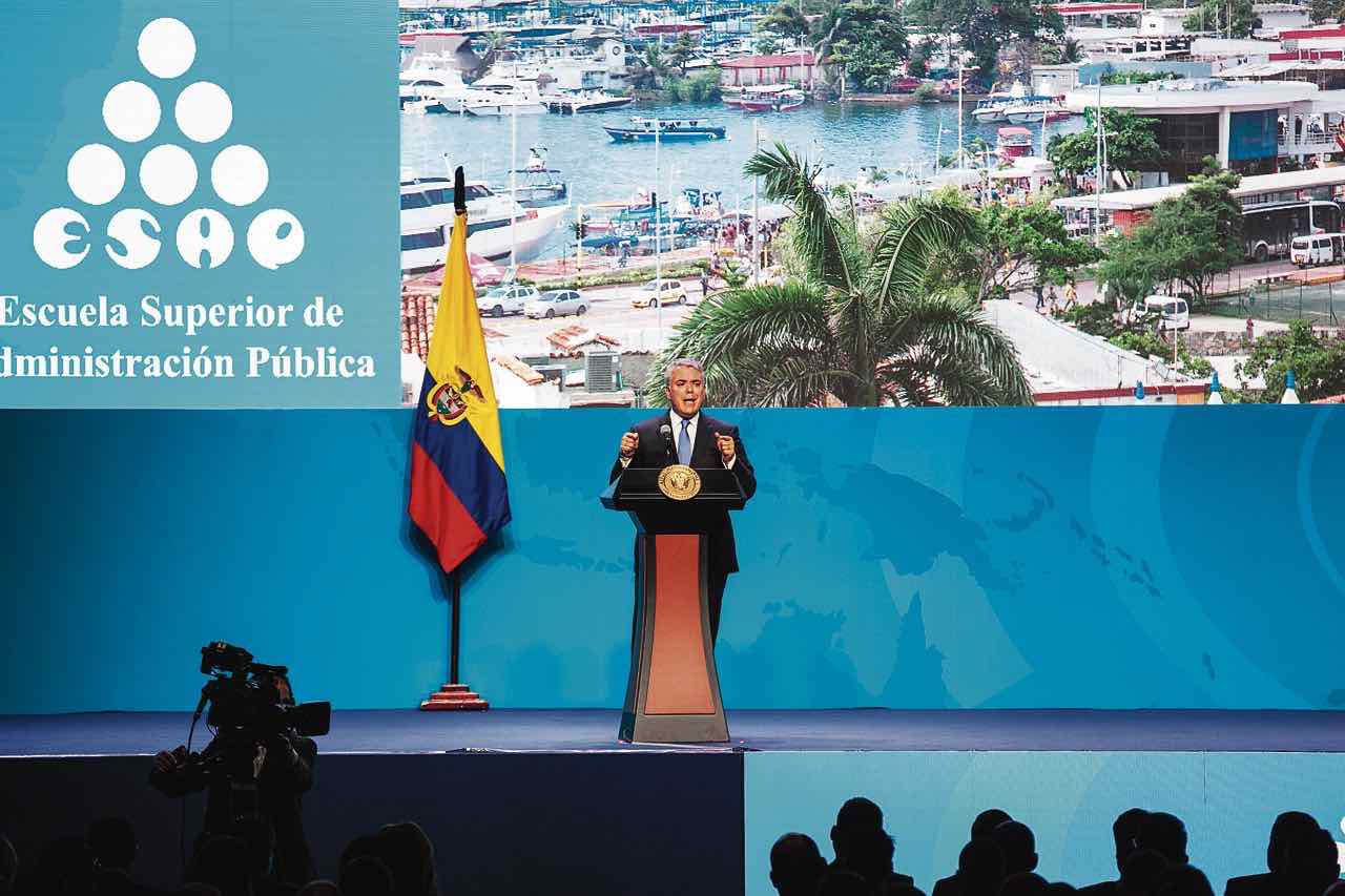 El presidente de la República, Iván Duque Márquez, durante la instalación de la cumbre de mandatarios