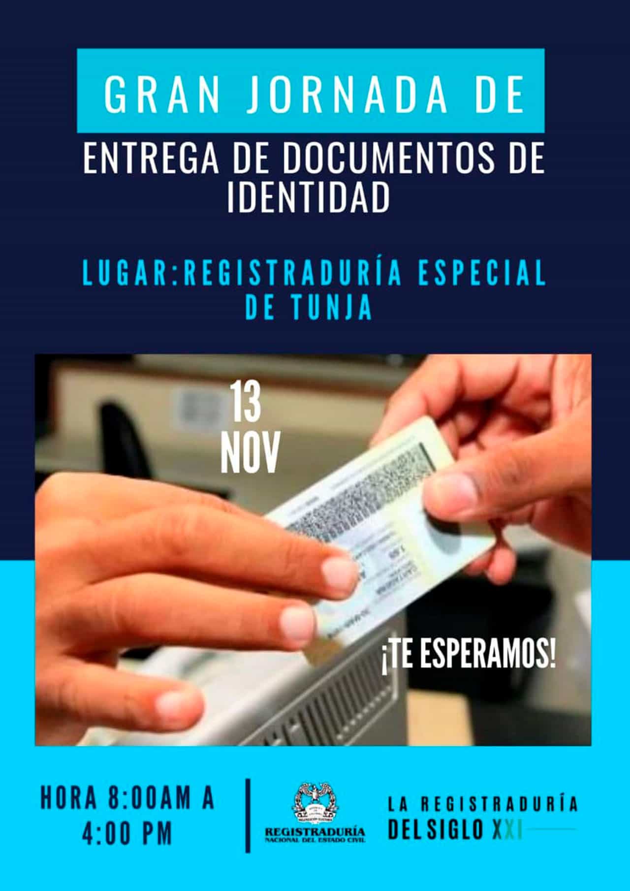Hoy, durante todo el día, jornada especial de entrega de documentos en la Registraduría de Tunja 1