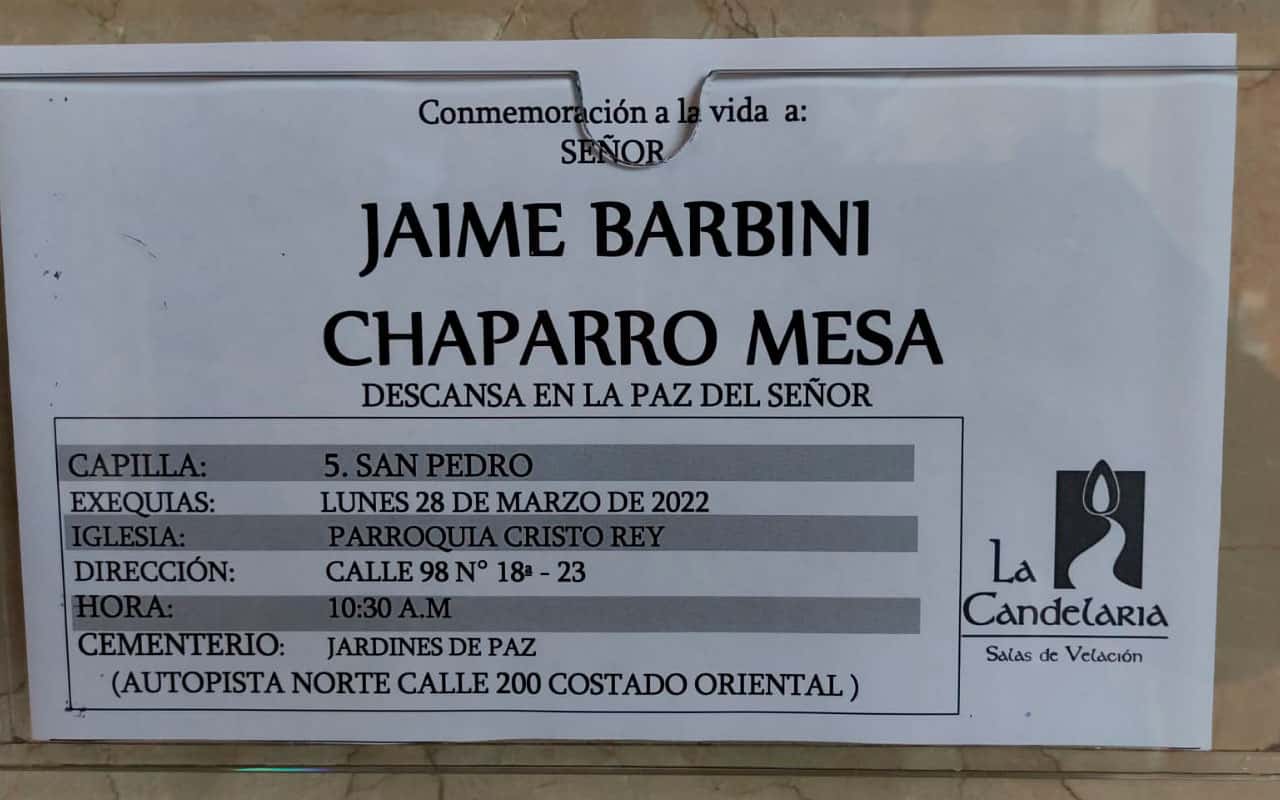 Así serán las exequias del maestro Jaime Barbini, la mañana de este lunes 1