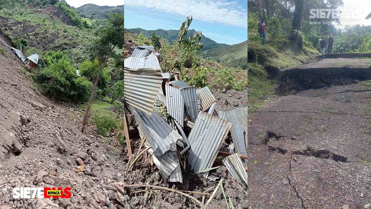 La falla geológica a la que se le atribuye el deslizamiento se llevó casas, cultivos y animales de este sector de la inspección de Morcote. Foto: Humberto Cuy cortesía a Boyacá Sie7e Días.