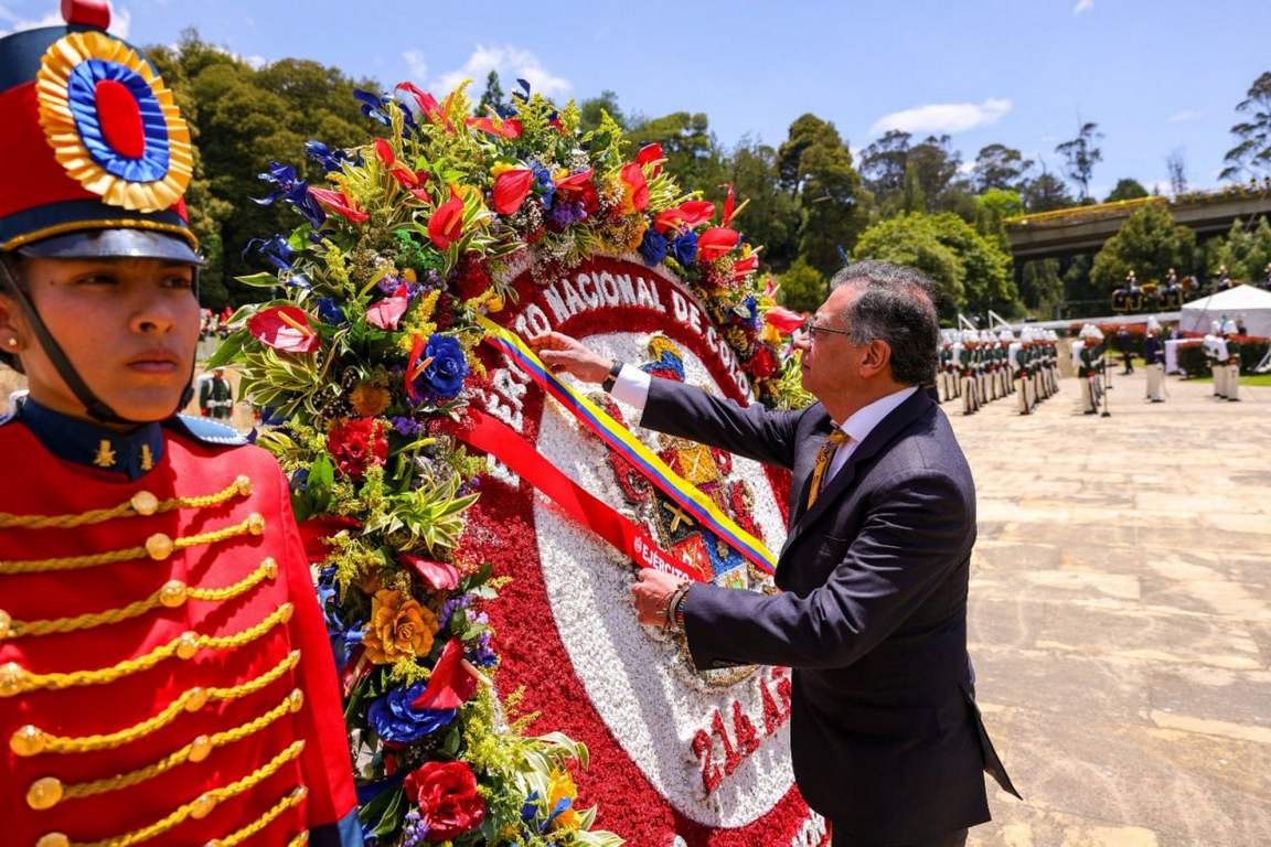 Desde el Puente de Boyacá el presidente Gustavo Petro envió un mensaje sobre las Fuerzas Militares y sus dos años de gobierno. Foto: Presidencia de la República.
