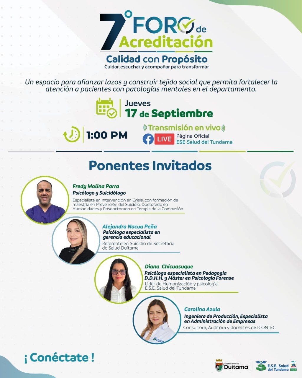 En el encuentro participarán profesionales con experiencia en diferentes áreas relacionadas con la salud mental, la intervención en crisis, la prevención del suicidio, la humanización y la gestión de la calidad.