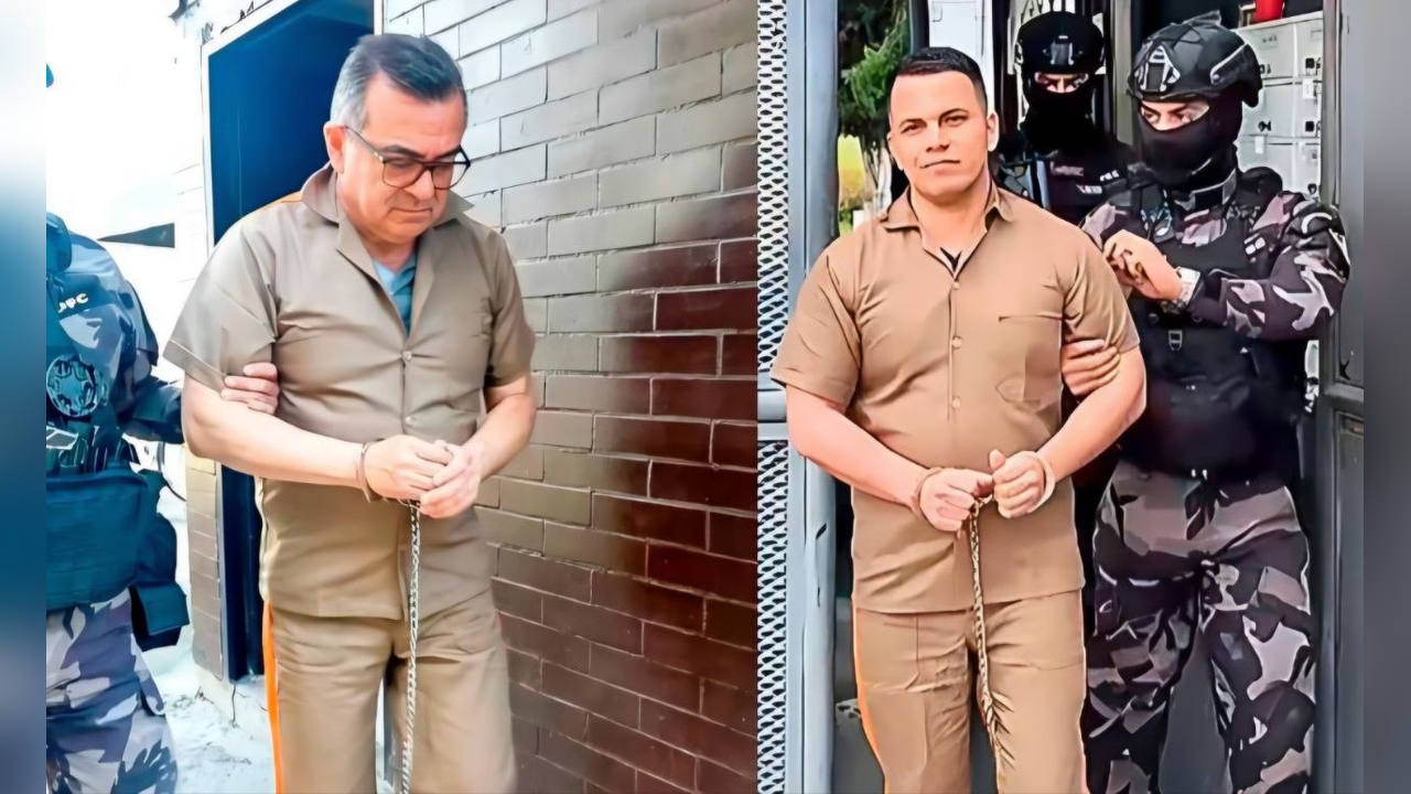 Olmedo López y Sneyder Pinilla, en su traslado a La Picota. Foto: archivo particular